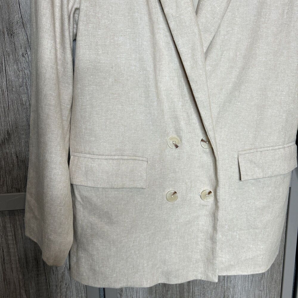 Old Navy Blazer Size M Linen and Rayon Blend Oversized Beige Color NEW - Picture 4 of 8